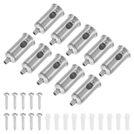 PATIKIL Cord Grip Connector 10 Pack Adjustable Steel Wire Rope Cable Clamp with Base for Suspending Chandelier Panel Lamp Lighting Accessories, Silver