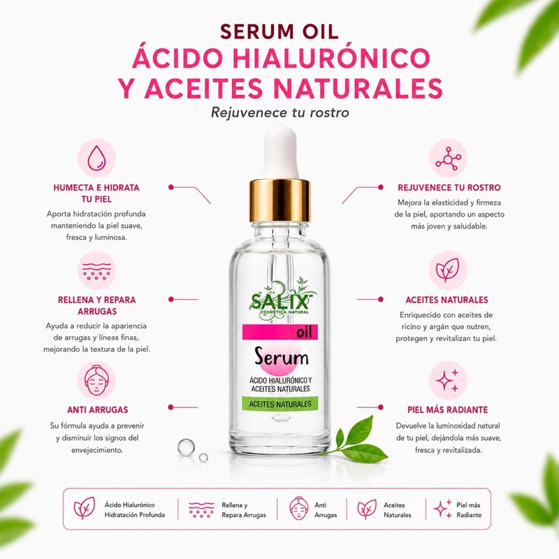 Salix Kit Hidratante Skincare con Crema Rosas Serum Oil y