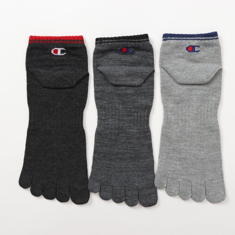 Champion CMSCX301 Socks (3 Pairs) Antibacterial Deodorization Non-Pile, 5 Toe