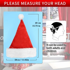 KEELYY Christmas Hat, Santa Hat with Thick Plush Edge, Christmas Party, Red Christmas Hat for Adults