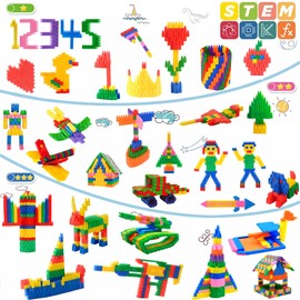 Kids 600pcs Set Building Blocks Construction Toy - Learning Playset STEM Toy Set Educational Kit Child Branin Development Preschool Kindergarten Toy