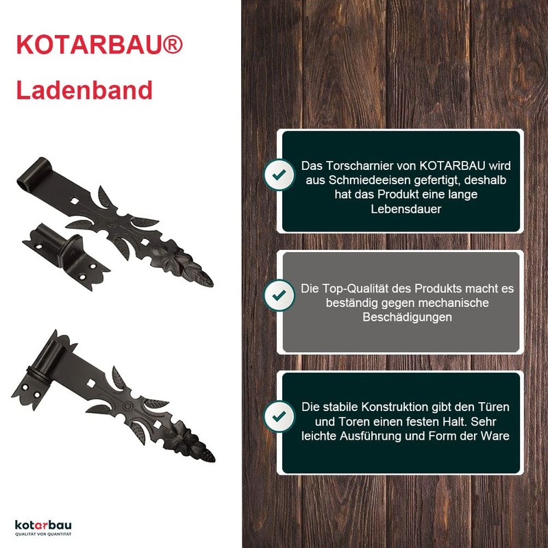 KOTARBAU® Shutter Hinge Wrought Iron with Brackets 300 mm Door