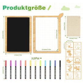 BLISSIQUEE Faltenfreies Hilfswerkzeug mit 12 Textilstifte Waschmaschinenfest für Textilmalerei - Bemalen Zubehör Anti-Rutschmit 10 Schablonen - Ideal für T-Shirts, Stofftaschen und DIY Basteln