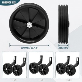 Litoexpe Bicycle Auxiliary Wheel Accessories For 12 Inch, Bicycle Training Wheels is Suitable Variable Speed and Single Speed Kids Bike, Black