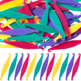 50 bandas de goma para tirantes, coloridas bandas de goma dentales elásticas con gancho y empujador, colocador elástico de ortodoncia desechable para mujeres y hombres