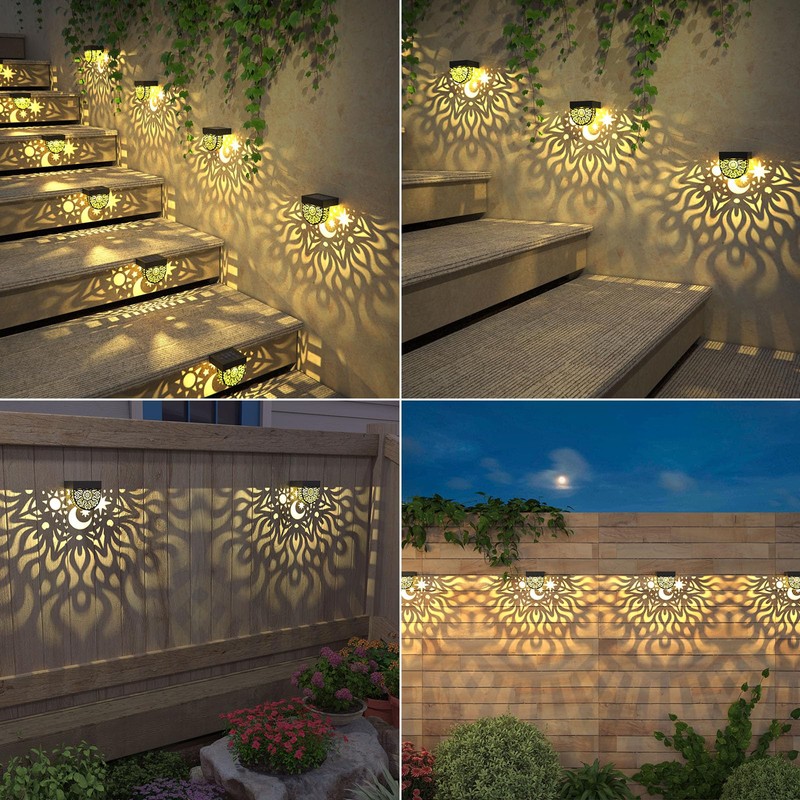 Gardsee Solar Fence Lights 6 Pack Solar Deck Lights Waterproof