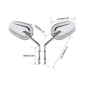 TCMT Pair of Motorcycle Silver Rear View Mirrors Fits For Harley Road King CVO Road Street Tri Glide Freewheeler Street XG500 XG750 Sportster XL1200 XL883 Softail Street Bob