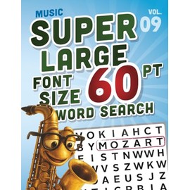 SUPER LARGE FONT SIZE 60 pt Music WORD SEARCH: Easy-to-Read Word Searches for Seniors and Low Vision Puzzle Lovers, vol. 09