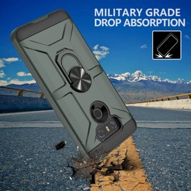 GAMEMIUZ Case for LG G6, with [3X Tempered Glass Screen Protector], Built-in Ring Kickstand and Magnetic Car Mount Shockproof Dropproof Military Grade Armor Rugged Cover for LG G6 - Dark Green