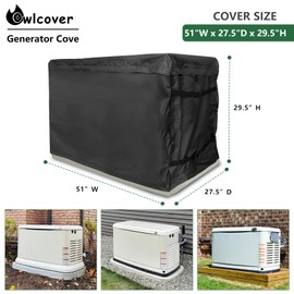 Owlcover Generator Cover 600D Polyester Heavy Duty Waterproof Compatible with 7.5kW 10kW 14kW 18kW 20kW 22kW 24kW Home Standby Generator, Black