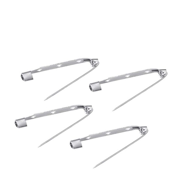 HEALLILY 50pcs Brooch Alloy Silver Three Holes Back Pins Clasp Bar Pins Brooch Pin Safety Pins for Craft Jewelry DIY Making Silver