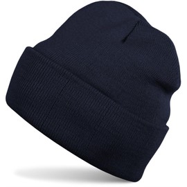 styleBREAKER Kinder Beanie Strickmütze mit breiter Krempe, Feinstrick Mütze doppelt gestrickt, Kindermütze 2-5 Jahre 04024030, Farbe:Navy
