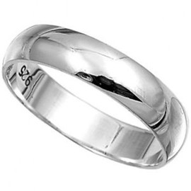 Men's 925 Solid Sterling Silver Polished 4mm wide band ring in sizes G-Z (S)