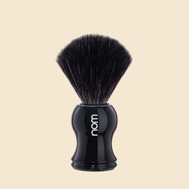 nom - Shaving brush - Gustav series - synthetic fibre black fibre - black plastic.