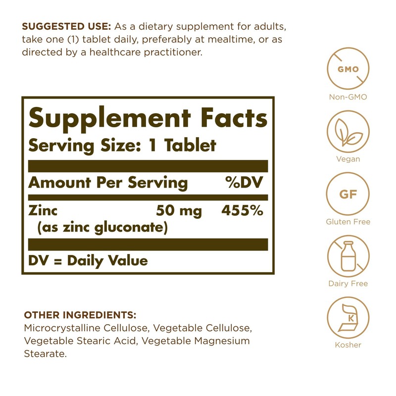 Solgar, Zinc 50 Mg, 100 Tablets