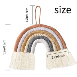 AIYONG Rainbow Wall Hanging Children's Room Hand-Woven Macrame Rainbow Wall Decoration with Ball Boho for Children's Dormitory Decoration Bohomian Baby Room, Children's Birthday Decoration, Bedroom