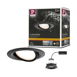 Paulmann Nova Plus 92459 LED Recessed Light IP65 Single Light Swivelling Round 6 W 470 lm Dimmable 93 mm Black Matt Aluminium Zinc 2700K Coin