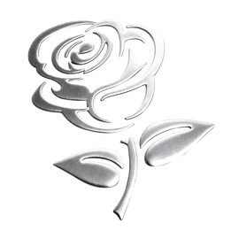 DUSCOKE 3D Rose Car Sticker Decal, Waterproof PVC Auto Bumper Stickers, 3.9'' × 3.1'' Cute Flower Car Window Decals, Vehicle Exterior Decoration Accessories for Wall, Mirror, Laptop (Silver)