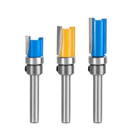 HPMAISON 3PCS 1/4 Inch Shank Flush Trim Pattern Template Router Bit Set Wood Top Bearing Milling Cutting Tool 13mm 20mm 25mm