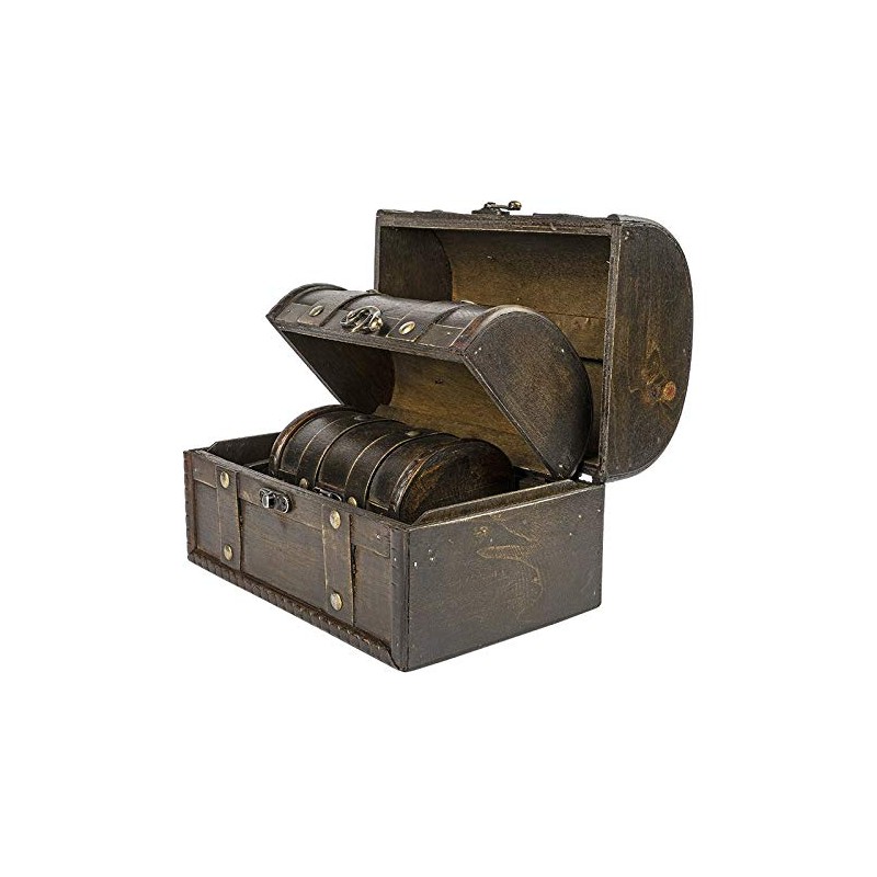 Treasure Chests | Varnished Wood | With Metal Flip Closure