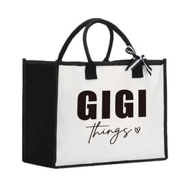 FBCCZEY Gigi Gift Christmas Mother's Day Birthday Retirement Appreciation Thank You Gifts for Grandma Grandmother, Foldable Reusable Grocery Bags With Handles, Gigi Things Tote Bag