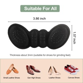 Heel Inserts Comfort for Women,Heel Shoe Pads Heel Cushion Loose Shoes for Pain,Heel Pads for Shoes Make Shoes Fit Tighter Inserts 3mm(2Pairs, Black)