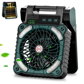 Sendowtek Portable Camping Battery Fan with Solar Panel, 10400mAh Rechargeable Fan with Timer LED Light Small USB Battery Powered Camping Fans for Travel Picnic Outdoor Indoor Cooling Sleeping