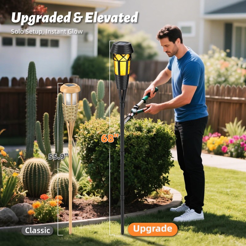 Evelynsun Flickering Flames Torch Light Solar Garden Lights Waterproof Landscape