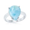 Sterling Silver High Polish Natural Larimar Four-Prong Teardrop Ring-7