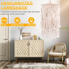 Dytabepl Hand Made Wall Tapestry Lampshade Bohemian Macrame Boho Handcraft Tassel Tapestry Background Head Part Wall Hanging