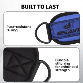 Ankle Strap for Cable Machine Attachments | Gym Ankle Brace for Kickbacks, Glute Workouts, Leg Extensions, Weight Attachment, Curls, Hip Abductors Exercise for Men Women (Blue, Pair)