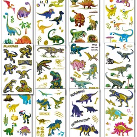 Glitter Dinosaur Tattoos For Kids Boys-Dinosaur Fake Tattoos Party Favors, T-Rex Decorations for Kids
