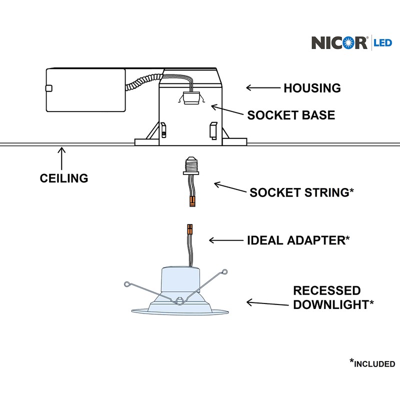 NICOR Lighting DCR561081203KWHBF LED Downlights, White Baffle