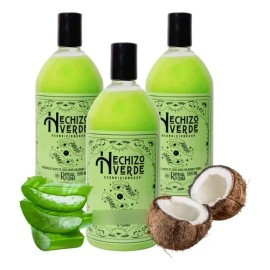 3 Set Acondicionador Hechizo Verde Coco Sábila Colageno Kit                                                                                           