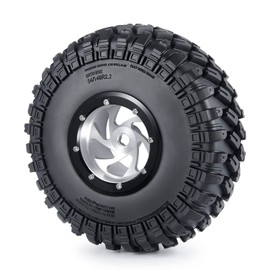 CNszlan 4PCS 2.2'' Beadlock Wheels Mud Terrain Tires for 1/10 TRX4 TRX6 SCX10 RR10 Wraith 90056 Yeti RC Crawler Car (Silver)