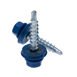 4.8 mm x 35 mm Roofing Screws, Hex Head Self-drilling Multi-color (RAL 5010 Gentian Blue) Roof Screws With EPDM Sealed Washer, Rust Proof Zinc Plated Hardened Coarse Threads Screw for Outdoor Use