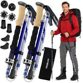 Trekology Trek-Z - Bastones de senderismo y trekking plegables - Soporte de equilibrio para personas mayores, mujeres y hombres, 2 unidades por set