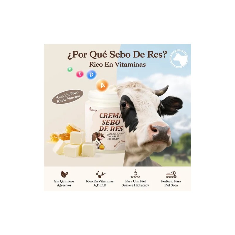 Kaisasa Crema De Sebo De Res Miel Cuidado Corporal 120g