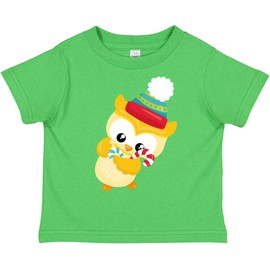 inktastic Christmas Owl, Cute Owl, Yellow Owl, Candy Cane Toddler T-Shirt 7 Apple Green 44898