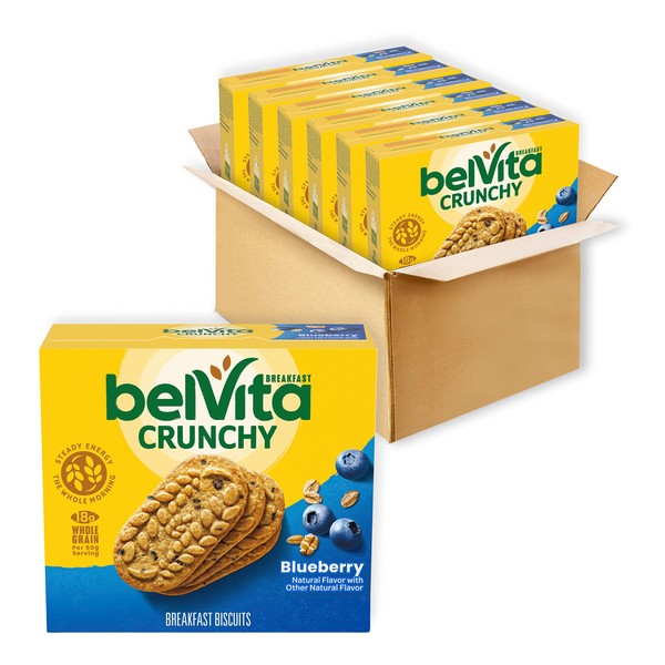 belVita Blueberry Breakfast Biscuits, 30 Total Packs, 6 Boxes (4 Biscuits Per Pack)