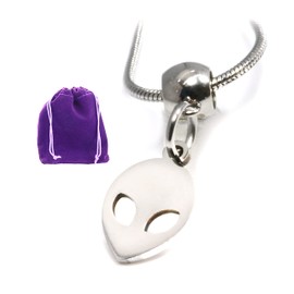 Alien Necklace - This UFO Flying a Big Ufo for a Flying Alien UFO Necklace makes a great Silver UFO Pendant Alien Necklace as Alien Jewlery or Alien Jewelry and for out space fans 100% Stainless Steel