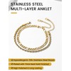KeyStyle Gold Anklets Sets for Women, Stainless Steel Figaro Link