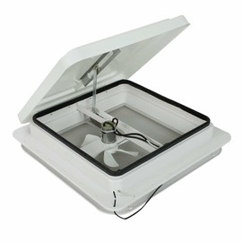 EASYBERG 14" RV Roof Vent Fit for Camper Trailer Universal White Lid Roof Vent with 12V RV Vent Fan 6" Blades White lid Inner for Garnish Ring