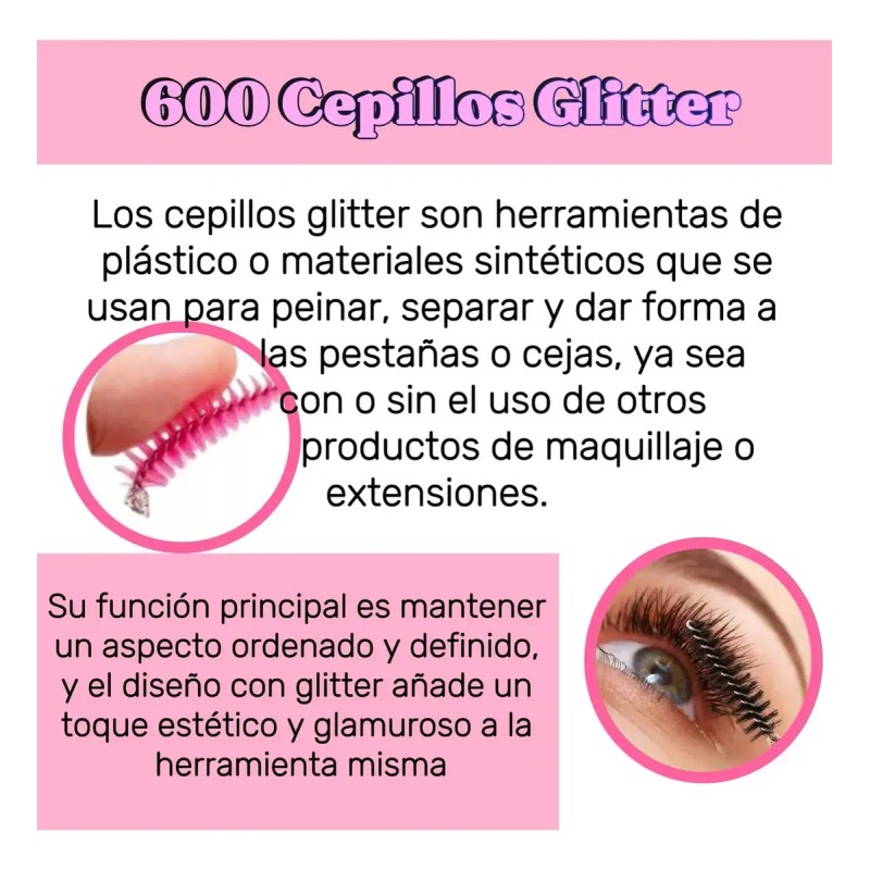 700pzas Cepillo Desechables Glitter Para Extensión Pestañas