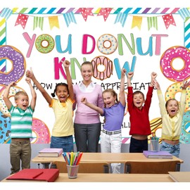 Thank You Backdrop Thanks for All You Do Backdrop Doughnut You Donut Know How Much We Appreciate You Background for Staff Employee Teachers Doctor Party Decoration Banner Photo Props (7X5FT)