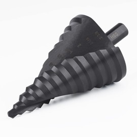 Lichamp Jumbo 2-3/8" Unibit Step Drill Bit for Metal, Extra Large Drill Stepper Bit for Hard Metal Heavy Duty, 12 Sizes from 1/4" to 2-3/8", Spiral Grooved, C5BK