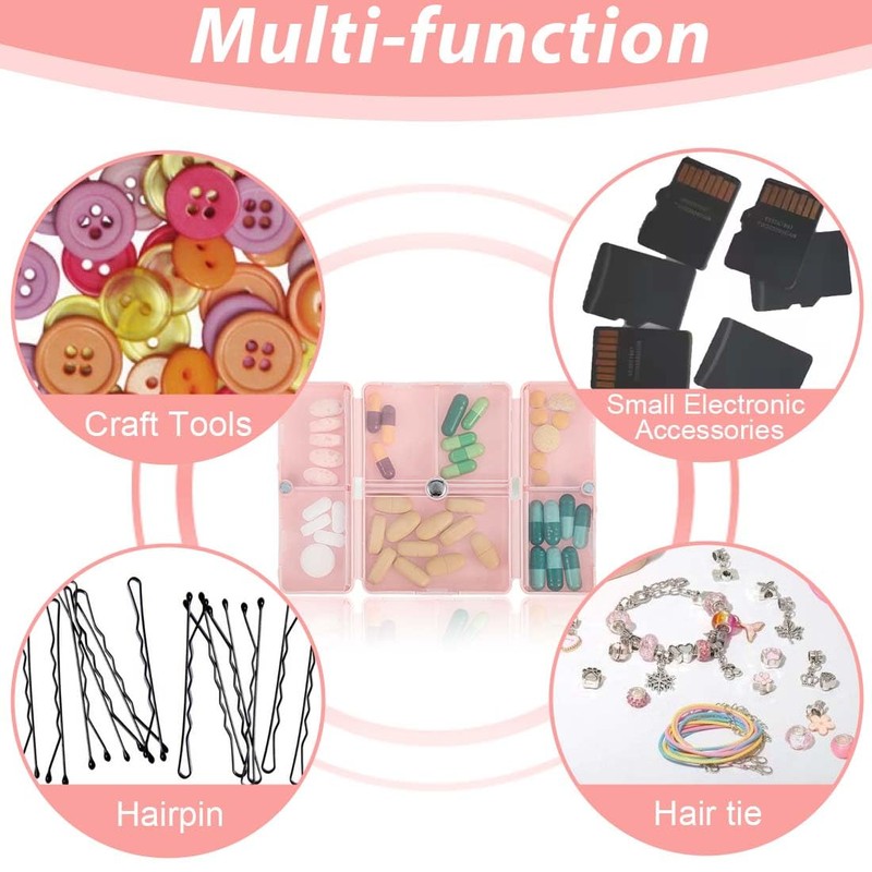 EIH1 Travel Pill Box Portable Pill Case with Magnetic Foldable