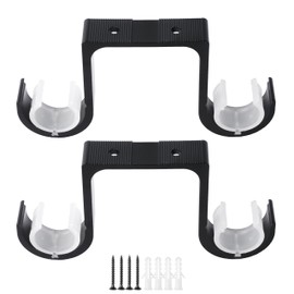AddGrace Heavy Duty Double Curtain Rod Holders 2 Pack-Ceiling Curtain Rod Brackets Drilled Aluminum Alloy for Bedroom Living Room（Black）