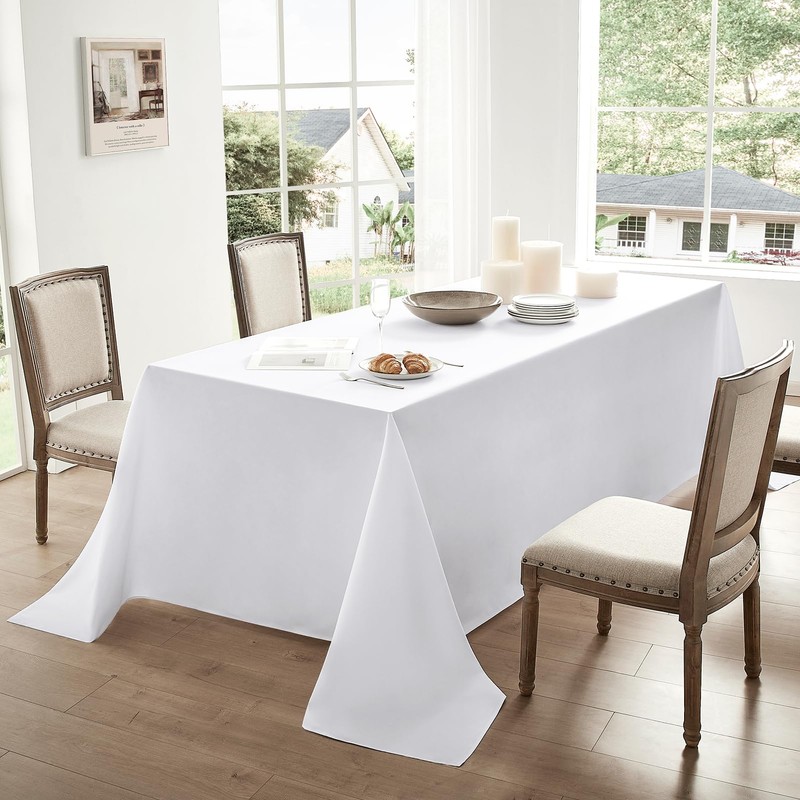 Aocoz Rectangle Tablecloth 60x84 Inch - White Table Cloths Stain