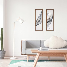 POUKROO 12x36 Picture Frame Brown Soild Wood Display Long Picture Puzzle Artwork Canvas Art Painting 12 x 36 12 by 36 Horizontal or Vertical for Wall Hanging